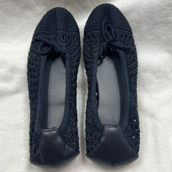 Polo Ralph Lauren Crochet Ballet Flats Navy Blue size 5.5 Made in Spain - Picture 7 of 9